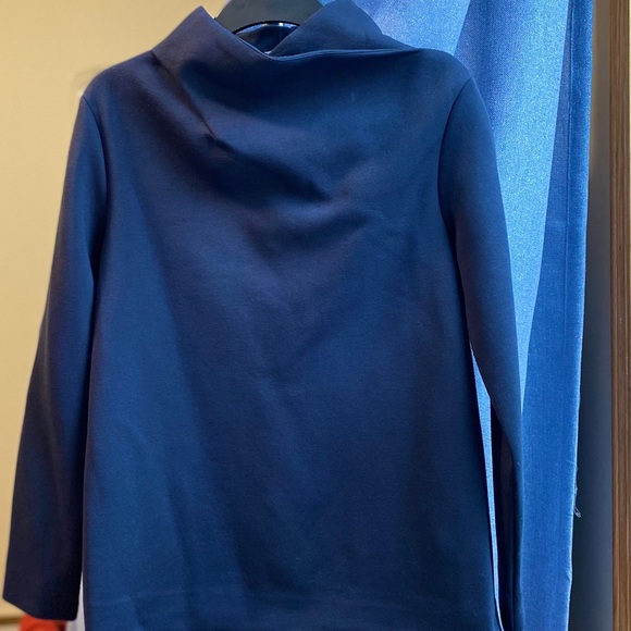 COS Women’s Seeater Top with draped neck in indigo Size S New!